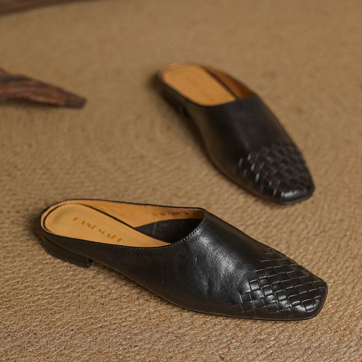 Nora | Elegant And Woven Leather Mules