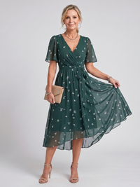 Amelia | Feminine and Flowing Flutter Sleeve Midi Dress