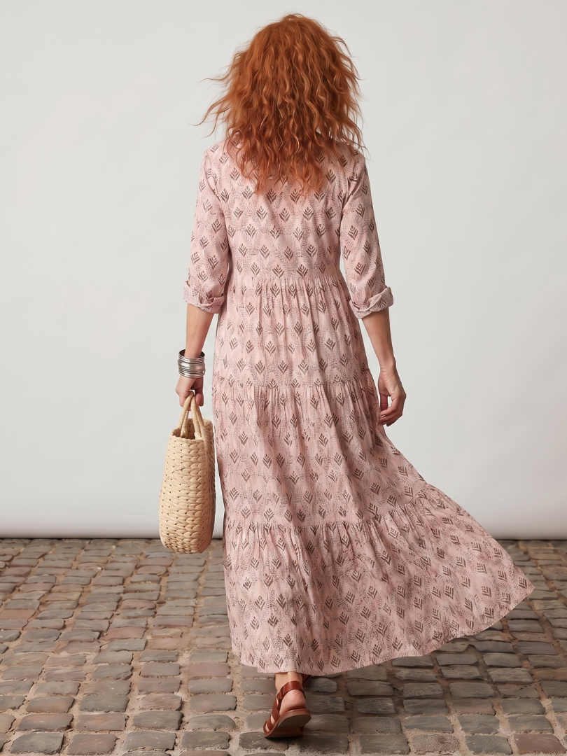 Junia | Notch Neck Maxi Dress – Printed Style for Women