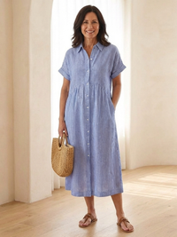 Nora | Comfortable and Relaxed Striped Midi Dress