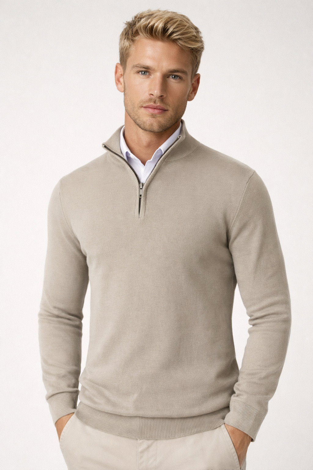 Clark | Modern Half Zip High Neck Knit Sweater