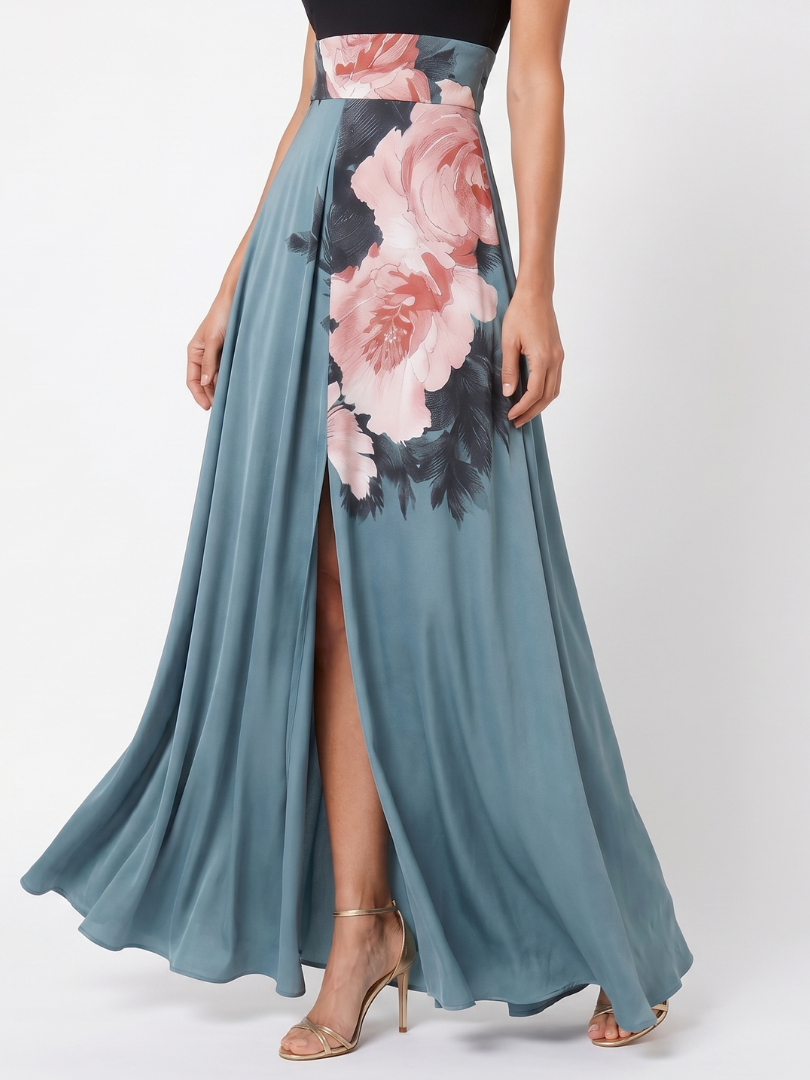 Halter Neck Floral Maxi Dress