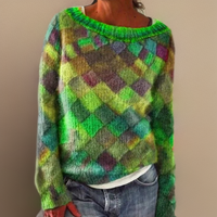 Isla | Statement Diamond Pattern Knitted Sweater
