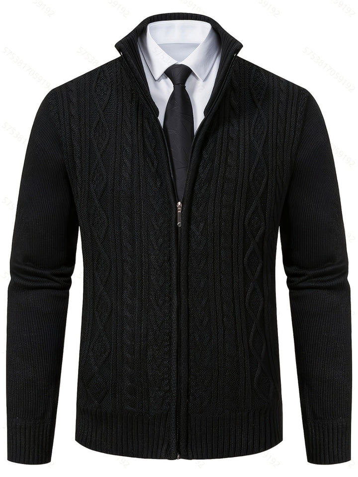 Walter | Full-Zip Cardigan – Textured Design for Men