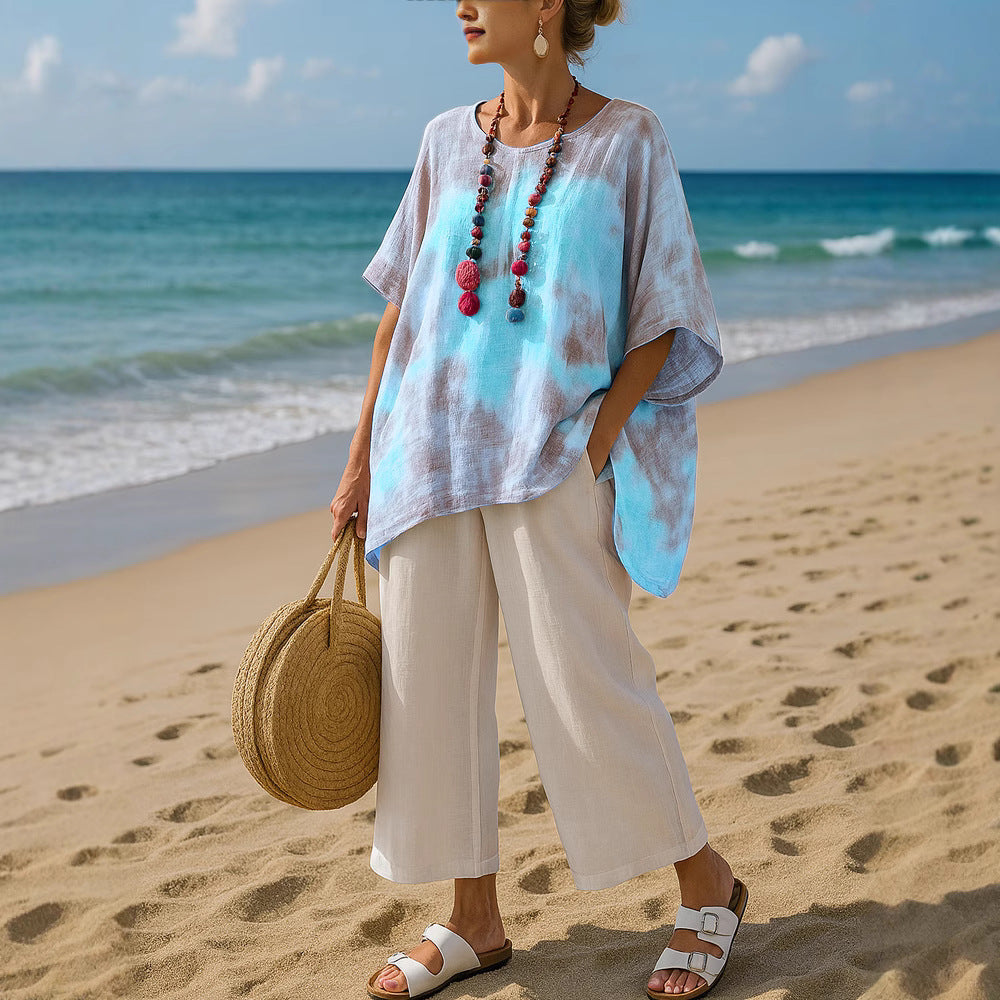 Katrin | Gradient Asymmetric Hem Tunic Top
