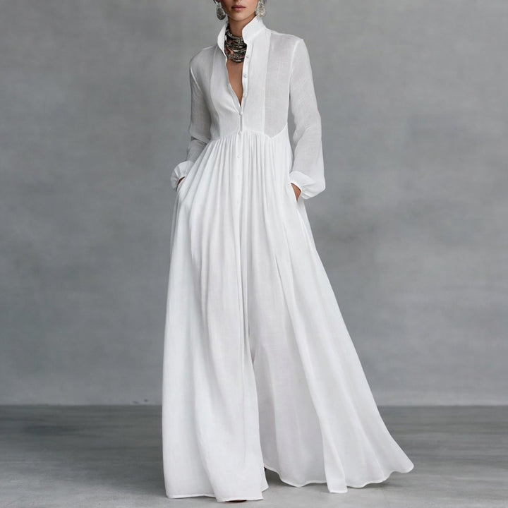 Victoria | Robe-chemise longue raffinée à manches longues