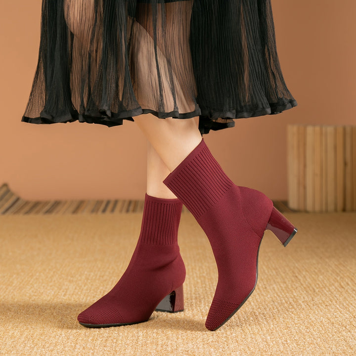 Josephine | Bottines chics et contemporaines à talon carré en maille