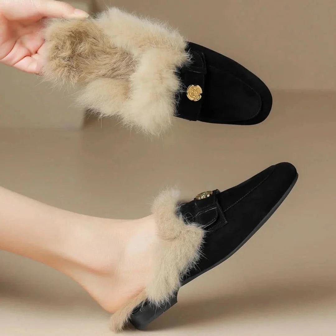 Velora | Shearling Mules – Luxurious Soft Comfort for Women