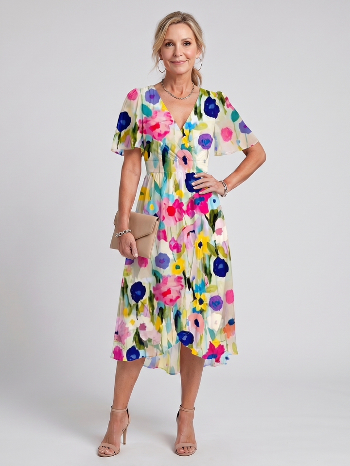 Mirabel | Midi Dress – Flutter Sleeve Floral Print for Women