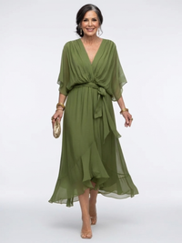 Celina | Airy and Graceful Draped Waist Midi Dress