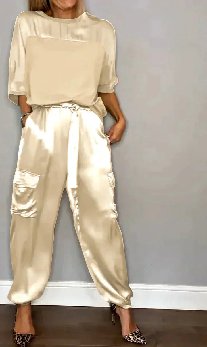 Victoria | Luxurious And Glamorous Satin Two Piece Set