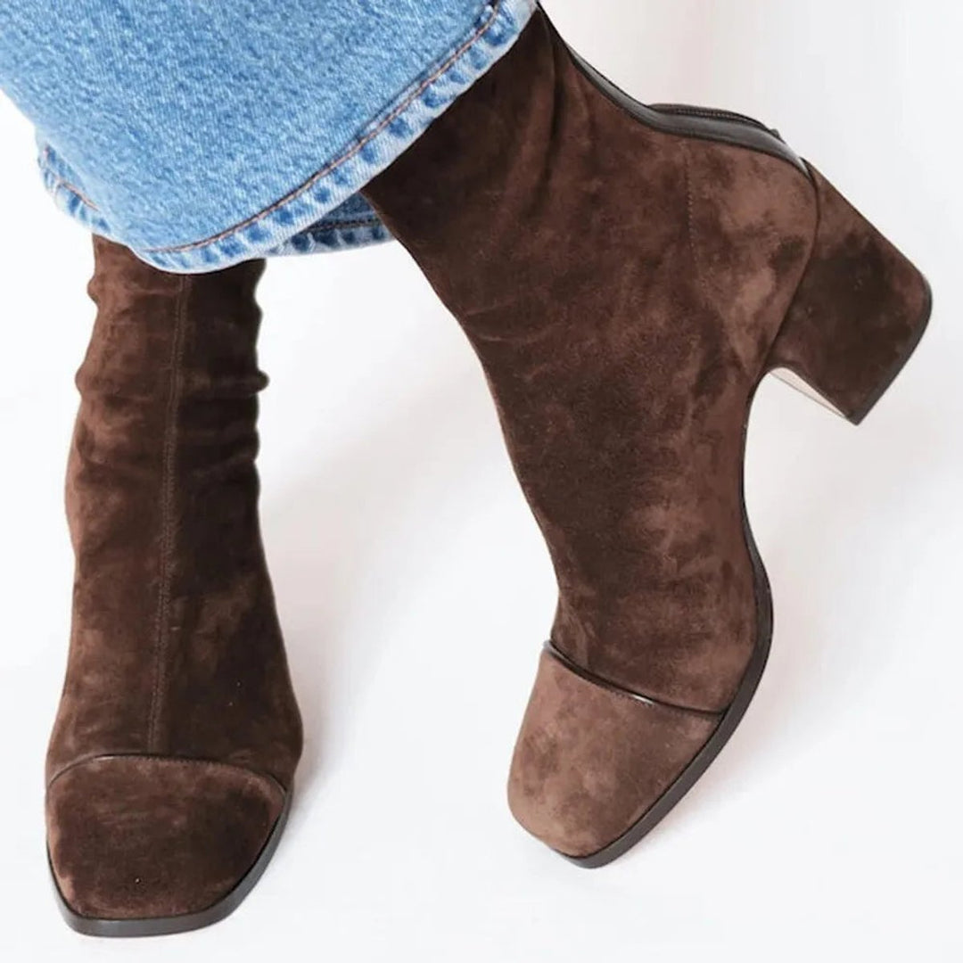 Vivienne | Bold Suede Ankle Boots with Leopard-Print Accents