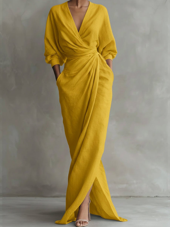 Jessica | Elegant Wrap-Style Long-Sleeved Maxi Dress