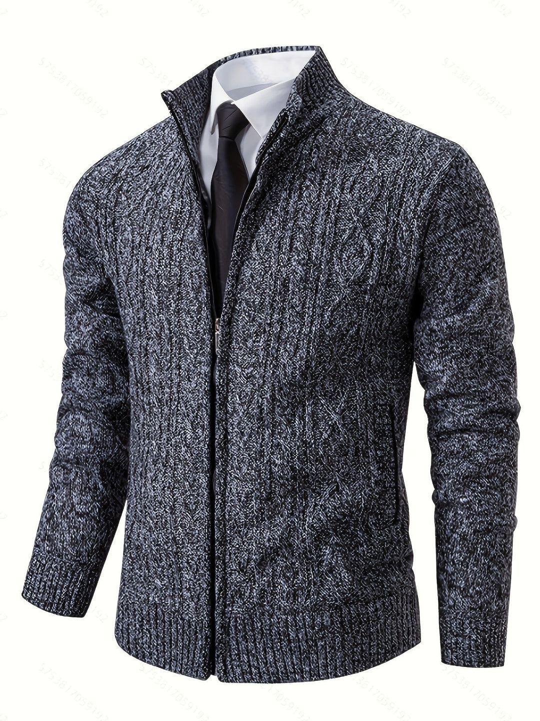Walter | Full-Zip Cardigan – Textured Design for Men