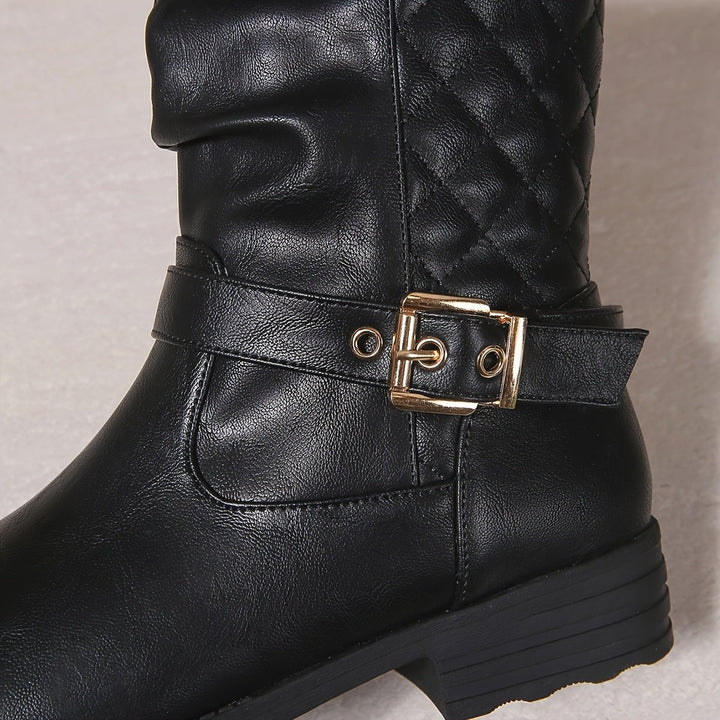 Helena | Stylish Slouchy Mid-Calf Buckle Boots