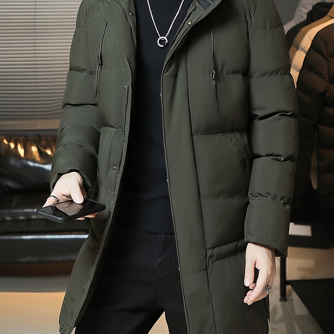 Donovan | Longline Puffer Coat – Stylish Hooded Design for Men