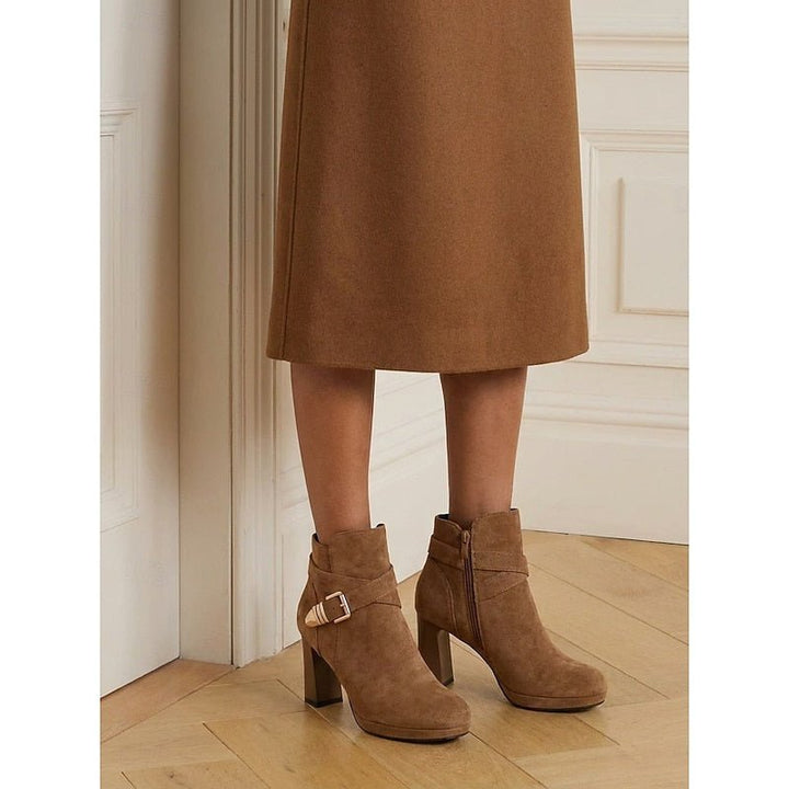 Renata | Buckle-Strap Block Heel Ankle Boots for Women