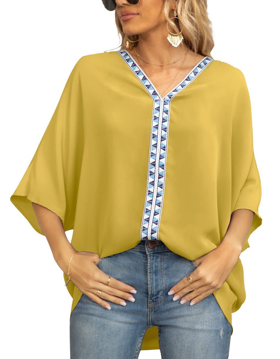 Sophia | Chic Boho Embroidered V-Neck Tunic Top