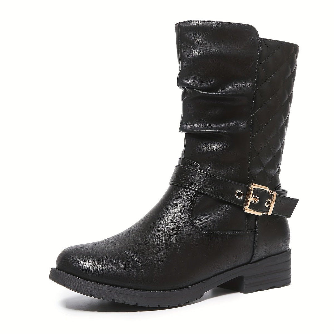 Helena | Stylish Slouchy Mid-Calf Buckle Boots