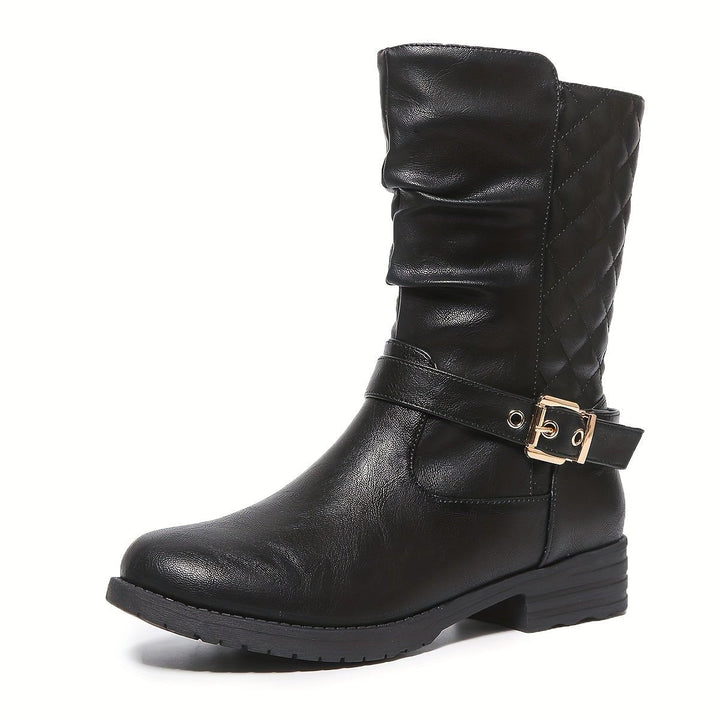 Helena | Stylish Slouchy Mid-Calf Buckle Boots