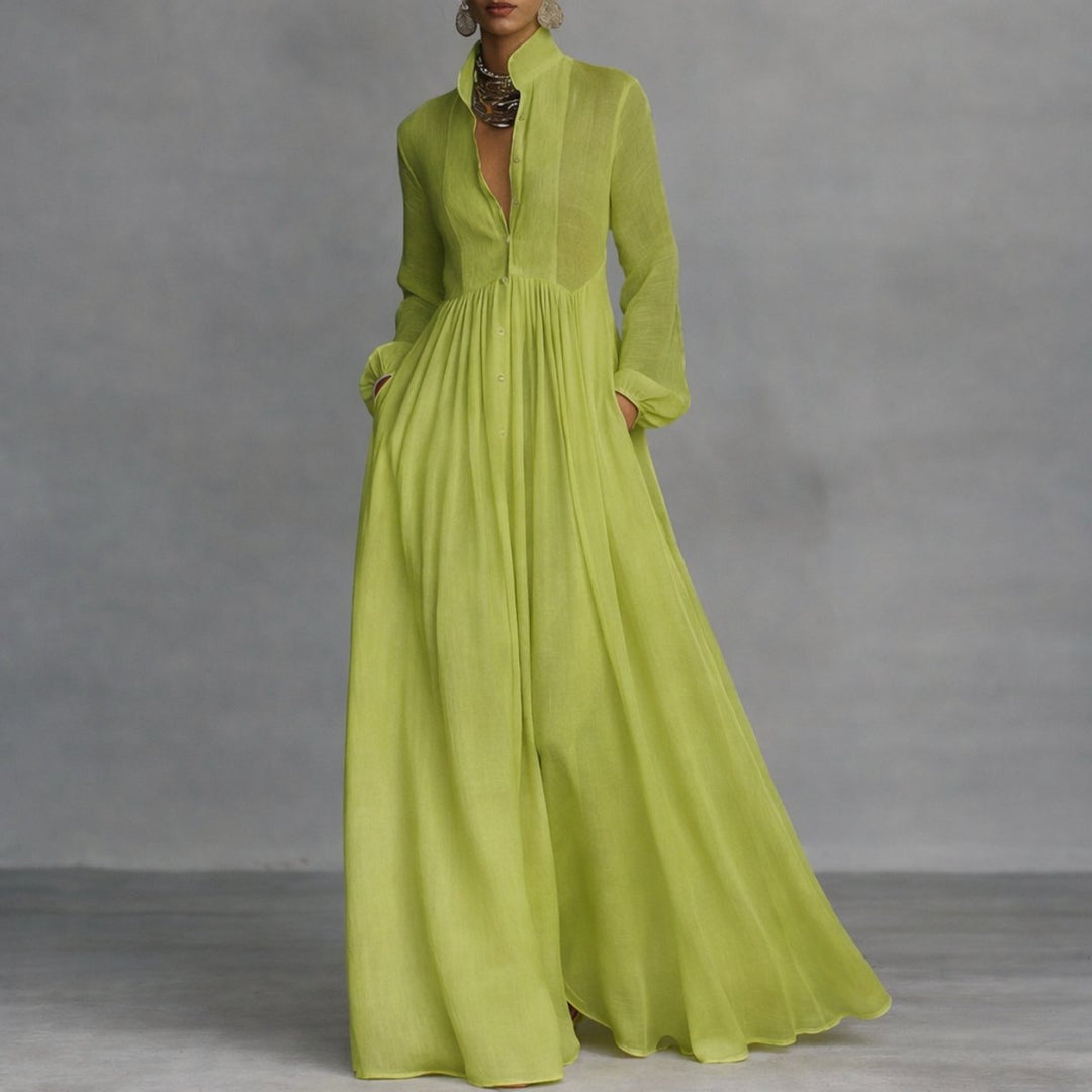 Victoria | Robe-chemise longue raffinée à manches longues
