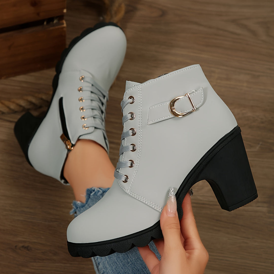 Lydia | Bottines élégantes et soignées à lacets avec talon carré