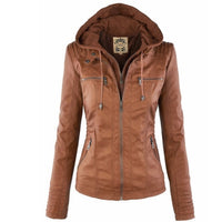 Isla | Versatile Faux Leather Jacket with Removable Hood