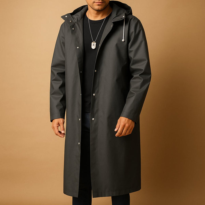 Michael | Classic Long Waterproof Hooded Rain Jacket