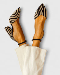 Celestine | Striped Open-Toe Block Heel Shoes with Ankle Strap