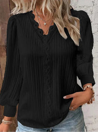 Amelie | Delicate and Timeless Lace-Detail V-Neck Blouse