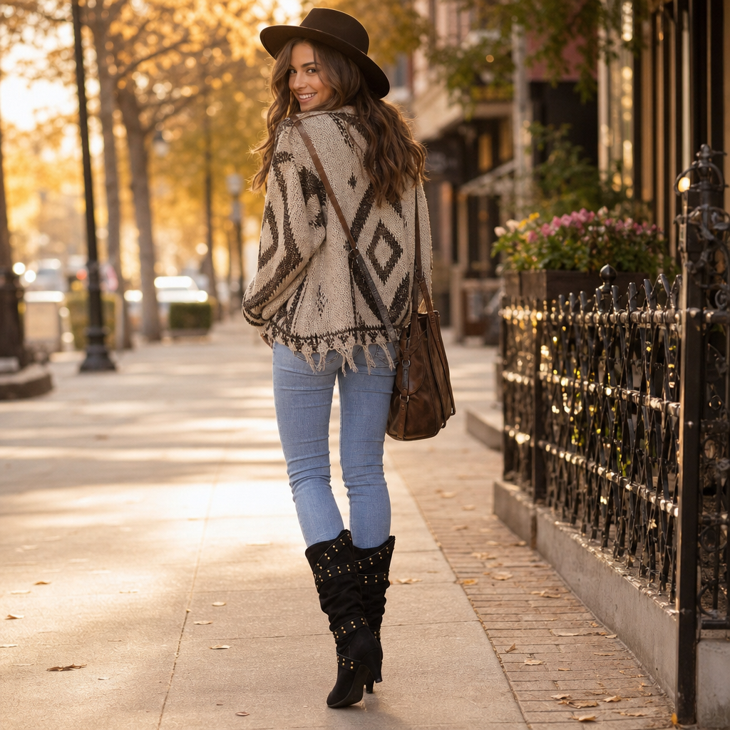 Rivella | Studded Slouch Knee-High Boots for Women