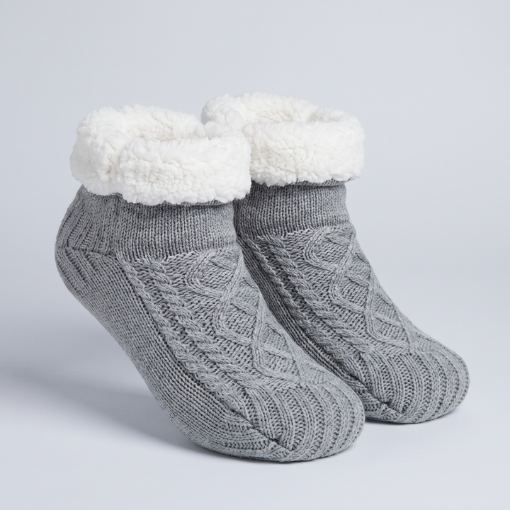 Fleece Knitted Slippers | Fleece-Lined Comfort for Women