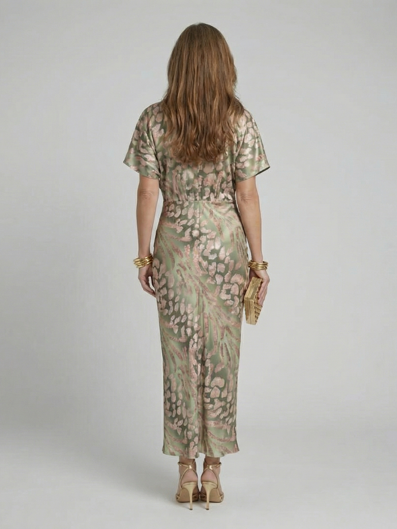 Coralie | Midi Dress with Abstract Print and Twist Waist