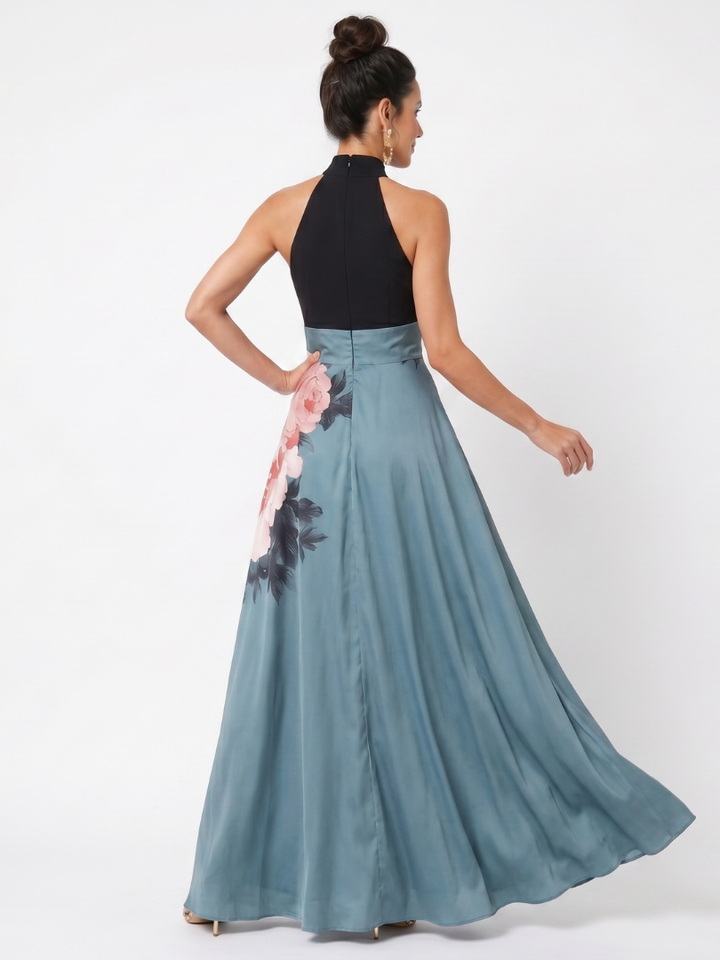 Halter Neck Floral Maxi Dress