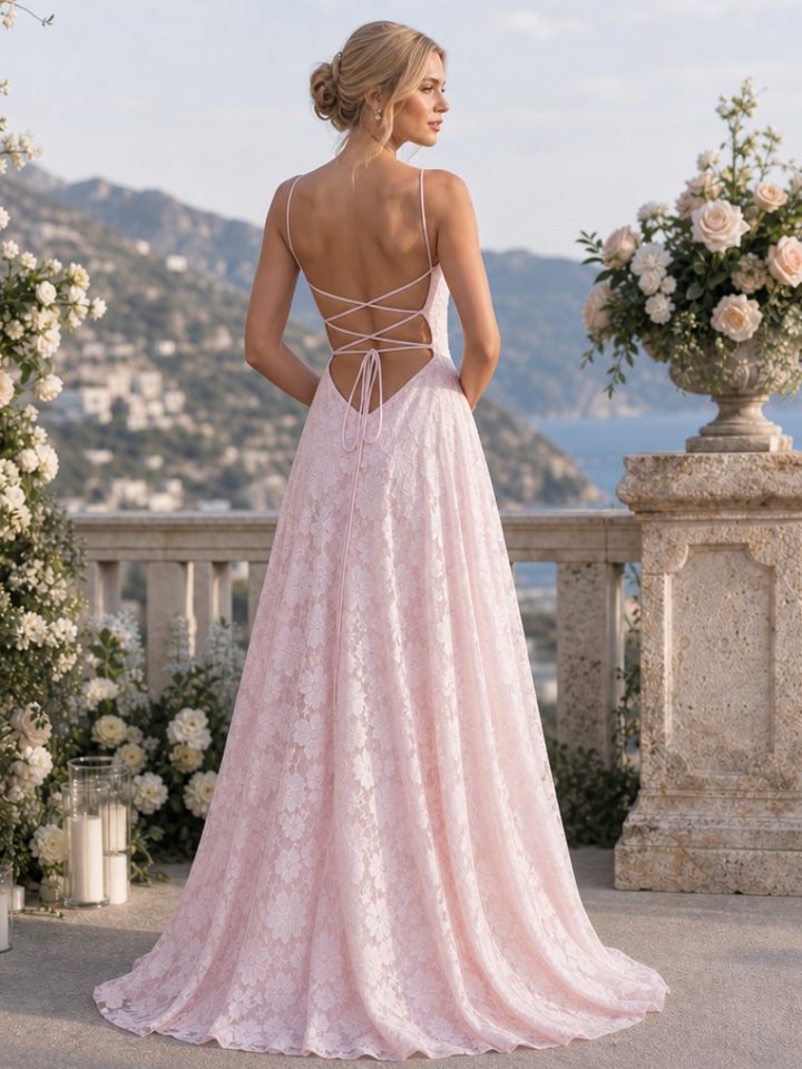 Lace Maxi Dress with Spaghetti Straps