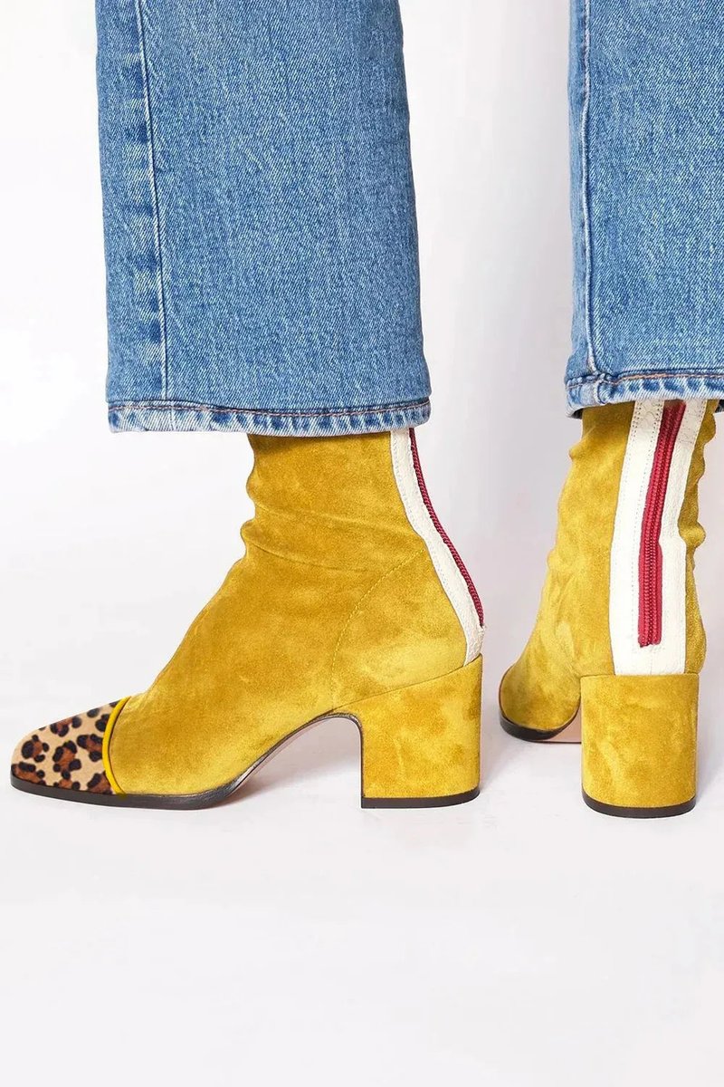 Vivienne | Bold Suede Ankle Boots with Leopard-Print Accents