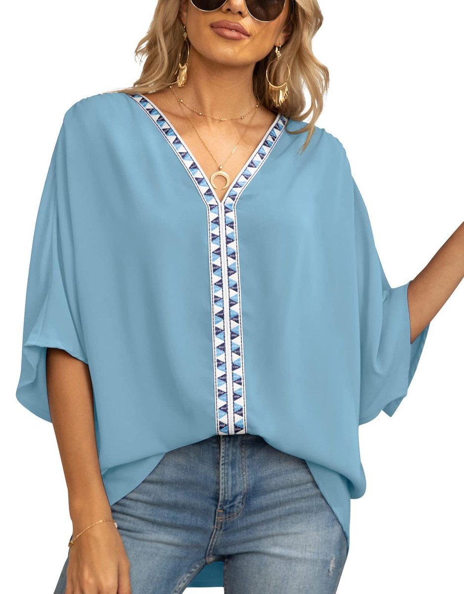 Sophia | Chic Boho Embroidered V-Neck Tunic Top