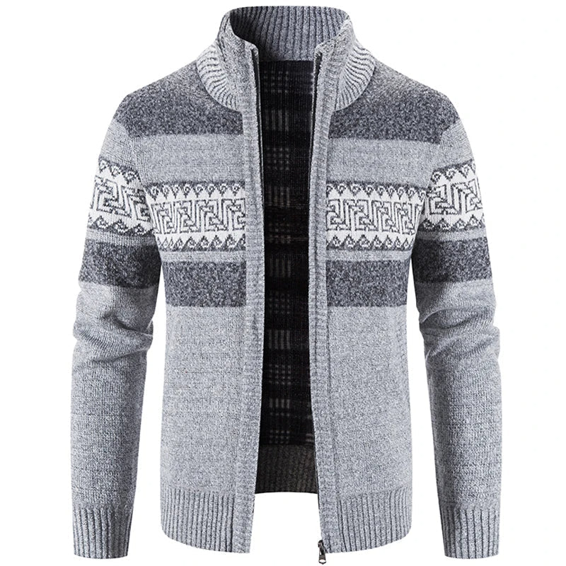 James | Modern Stand-Collar Knit Sweater Jacket