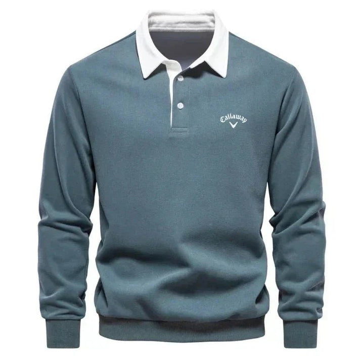 Ethan | Refined And Modern Contrast Collar Knit Polo Sweater