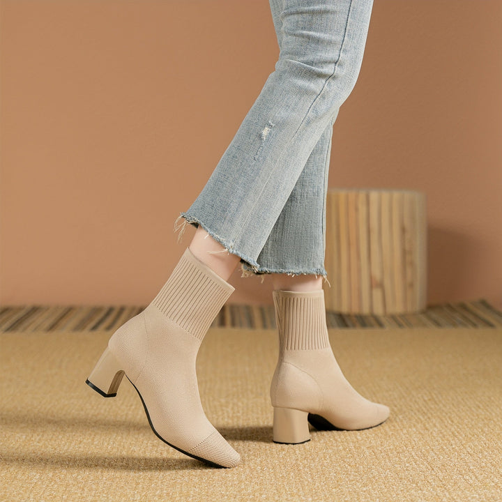 Josephine | Bottines chics et contemporaines à talon carré en maille