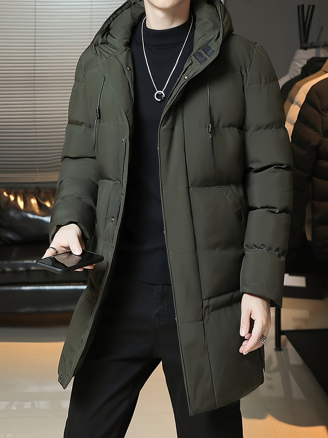 Donovan | Longline Puffer Coat – Stylish Hooded Design for Men