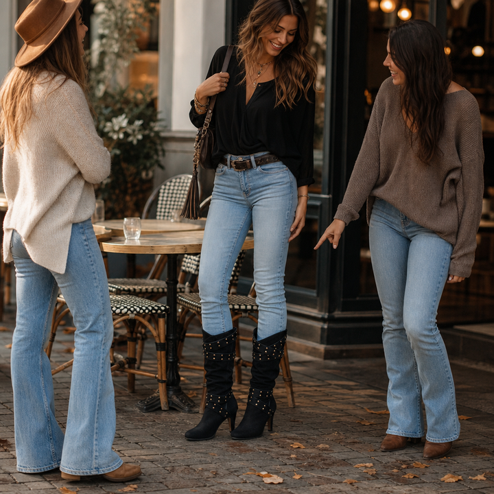 Rivella | Studded Slouch Knee-High Boots for Women