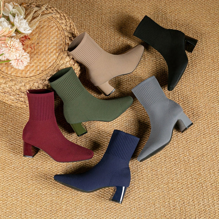 Josephine | Bottines chics et contemporaines à talon carré en maille