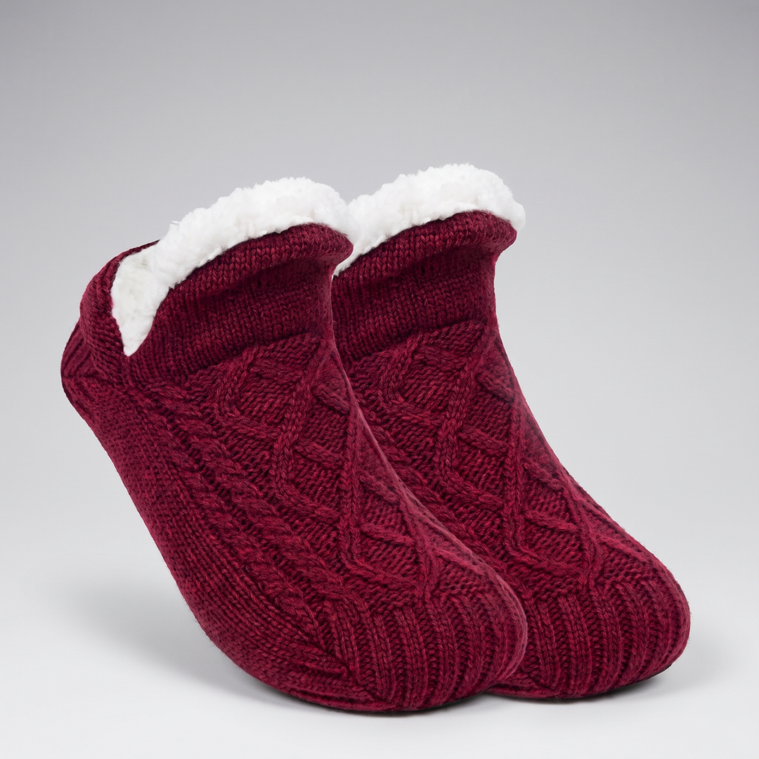 Fleece Knitted Slippers | Fleece-Lined Comfort for Women