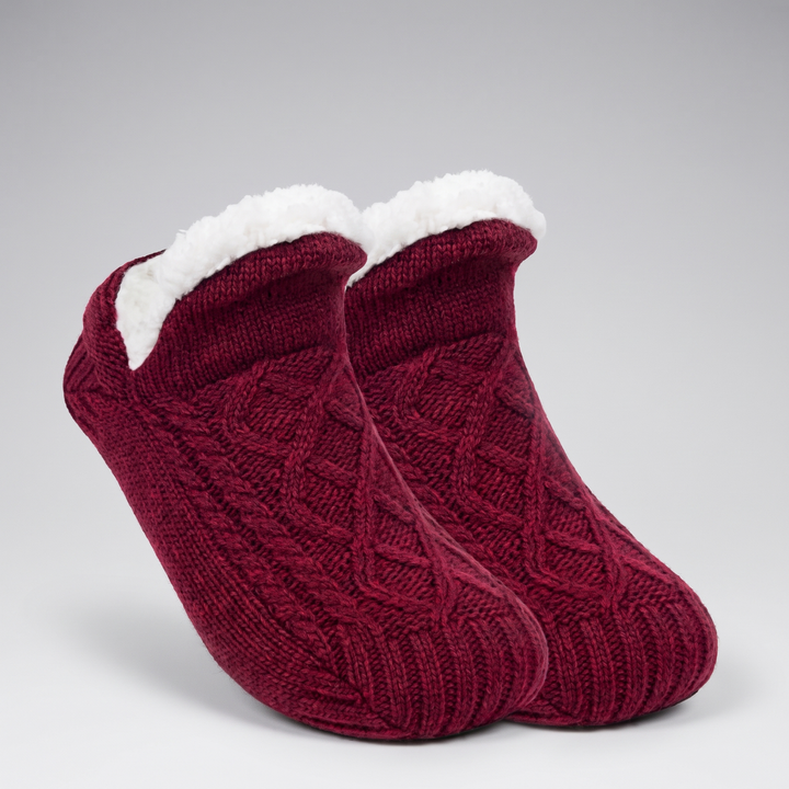 Fleece Knitted Slippers | Fleece-Lined Comfort for Women
