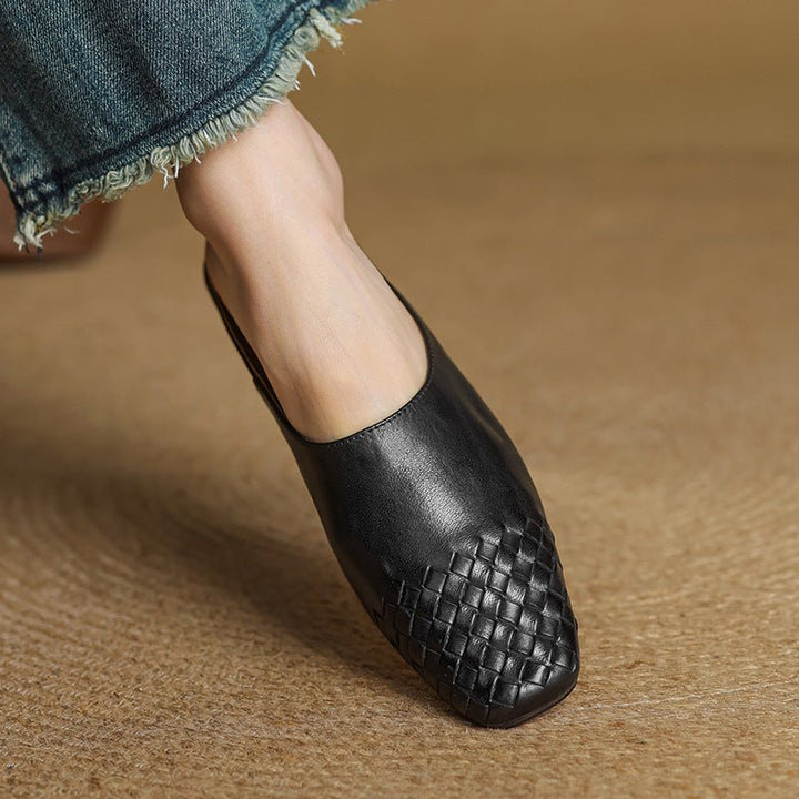 Nora | Elegant And Woven Leather Mules