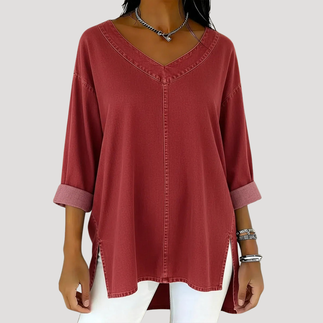 Evelyn | Casual Chic Flowy V-Neck Tunic Top