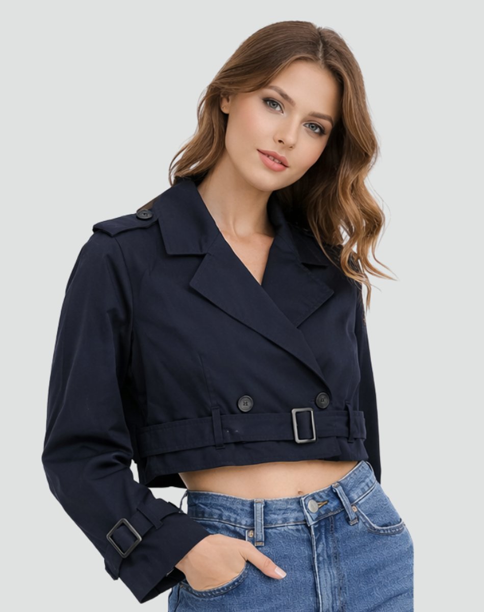 Charlotte | Chic Cropped Double-Breasted Trench Coat