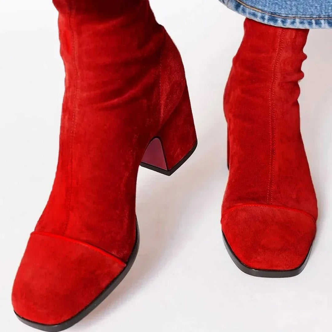 Vivienne | Bold Suede Ankle Boots with Leopard-Print Accents