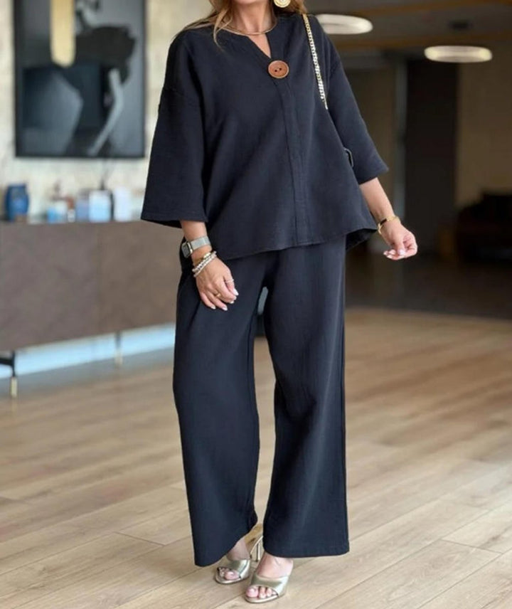 Gemma | Elegant Tunic & Wide-Leg Pants Two-Piece Set